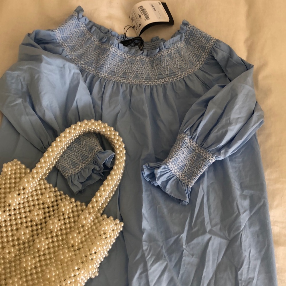Zara chambray off the shoulder summer dress